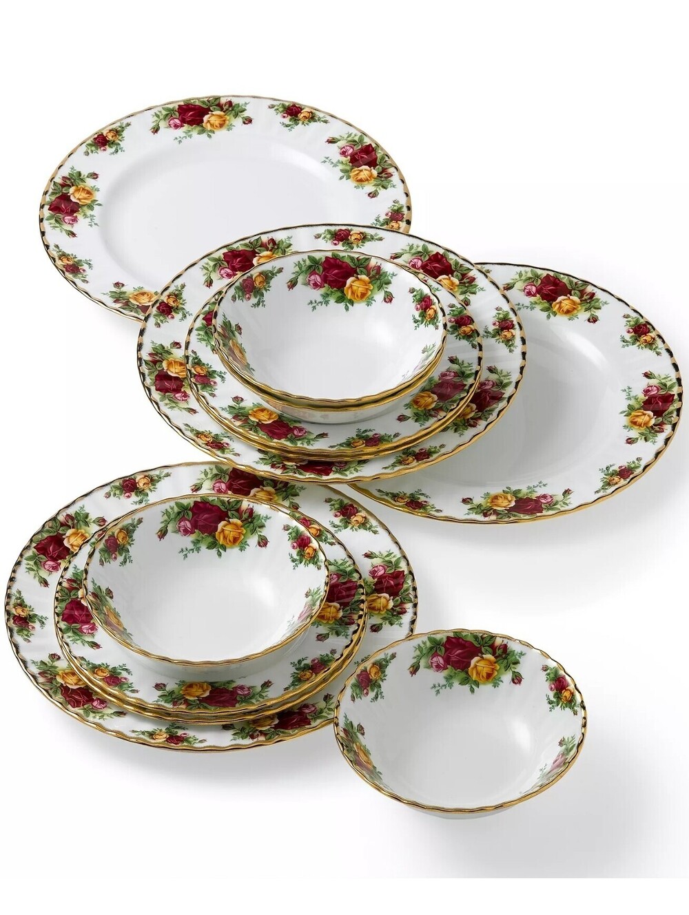 530$ Royal Albert Old Country Roses 12-Piece Dinnerware Set Service for 4